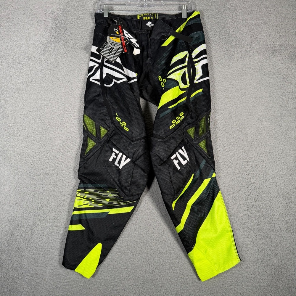 Fly Racing Pants Adult 30 Black Neon Evo 2.0 Motocross Riding Offroad Gear New